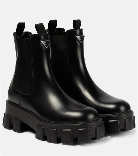 Prada Monolith Leather Chelsea Boots 